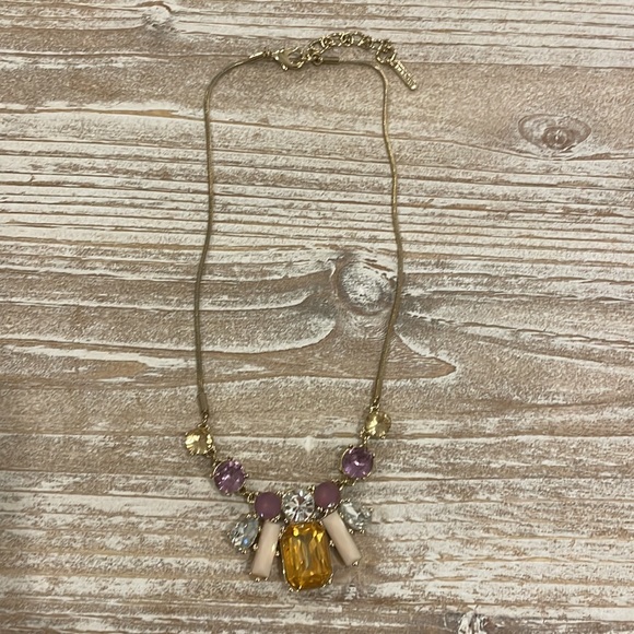 Nine West Vintage Gold Tone Rhinestone Statement Necklace Costume - Picture 3 of 4